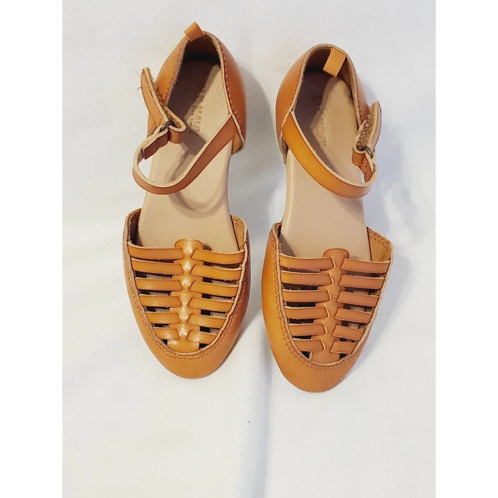Old Navy Girls Tan Brown Huarache Woven Cage Toe Ankle Strap Sandals Size 11